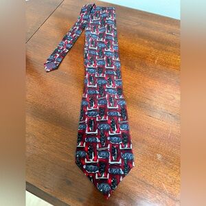 J. Garcia Robert Plant Abstract Silk Necktie Red Blue Graphic Print